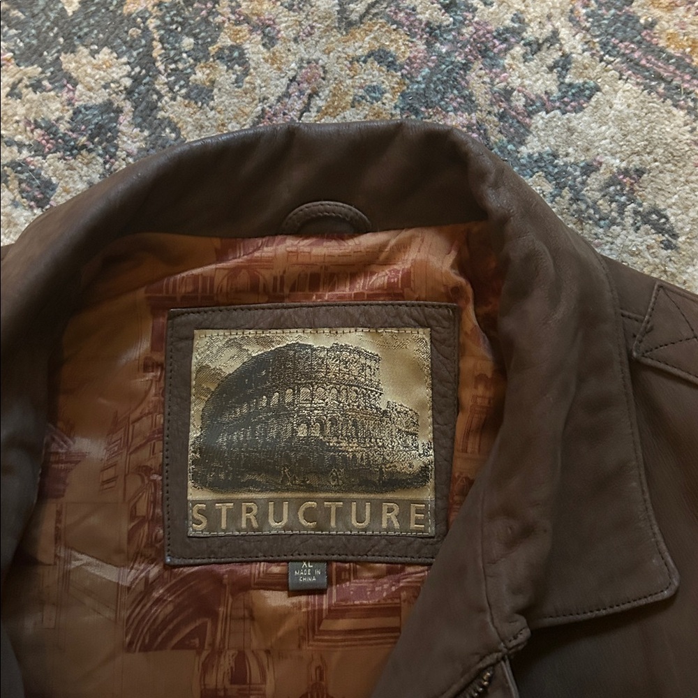 Structure Dark Brown Leather Jacket - image 3